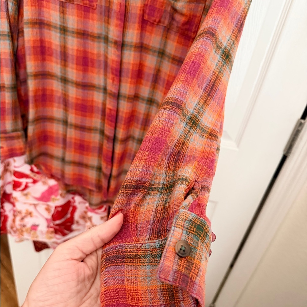 Anthropologie Pilcro Plaid Button-Up in Orange Motif. /S/ - Picture 10 of 10